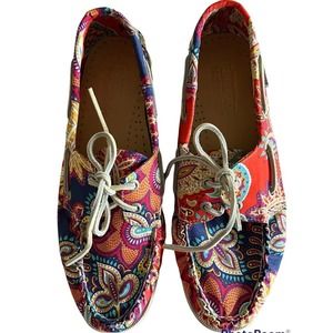 SEBAGO DOCKSIDES Women's Sz 10 Persia Print Colorful Boat Shoes Loafers in EUC